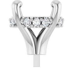 14K Witgoud 7.4 mm Rond .08 CTW Natuurlijke Diamant Semi-Gezet Zetkop met stift
