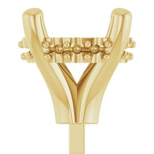 14K Geelgoud 7 mm Rond 4-Prong Hidden Halo-stijl Zetkop met stift