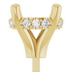 14K Geelgoud 7 mm Rond .05 CTW Natuurlijke Diamant Semi-Gezet Zetkop met stift