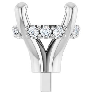 14K Witgoud 5.8 mm Rond .05 CTW Natuurlijke Diamant Semi-Gezet Zetkop met stift