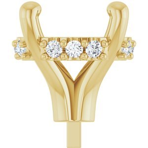 14K Geelgoud 7.8 mm Rond .08 CTW Natuurlijke Diamant Semi-Gezet Zetkop met stift