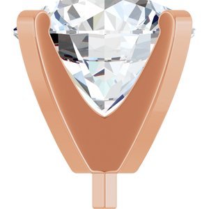 14K Roségoud 10 mm Rond 4-Prong Lage Zetkop met stift - Afbeelding 5