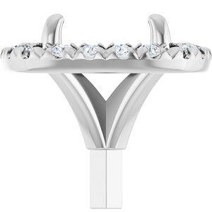 14K Witgoud 6.5 mm Rond .07 CTW Natuurlijke Diamant Semi-Gezet French-Set Zetkop met stift