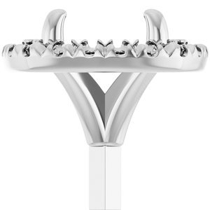 14K Witgoud 5.5 mm Rond 4-Prong French-Set Halo-stijl Zetkop met stift
