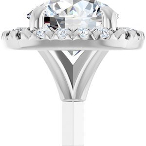 14K Witgoud 5.5 mm Rond 4-Prong French-Set Halo-stijl Zetkop met stift - Afbeelding 5