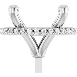 14K Witgoud 10x8 mm Ovaal 4-Prong .06 Natuurlijke Diamant Semi-Gezet Zetkop met stift