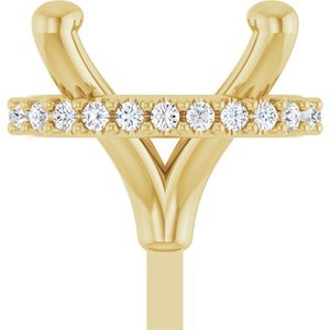 14K Geelgoud 8x6 mm Ovaal 4-Prong .05 CTW Natuurlijke Diamant Semi-Gezet Zetkop met stift