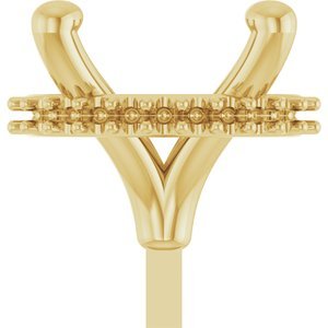 14K Geelgoud 8x6 mm Ovaal 4-Prong Hidden Halo-stijl Zetkop met stift