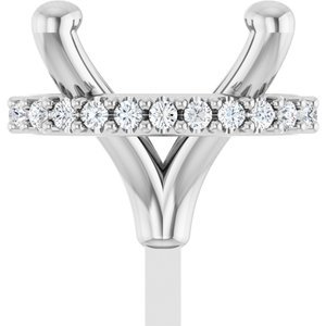 14K Witgoud 8x6 mm Ovaal 4-Prong .05 CTW Natuurlijke Diamant Semi-Gezet Zetkop met stift