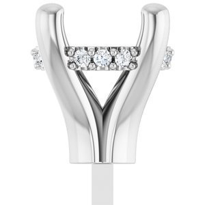 14K Witgoud 6x6 mm Cushion .03 CTW Natuurlijke Diamant Semi-Gezet Zetkop met stift