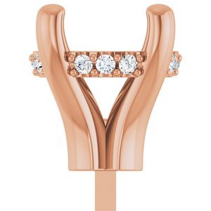 14K Roségoud 6.5x6.5 mm Cushion .05 CTW Natuurlijke Diamant Semi-Gezet Zetkop met stift