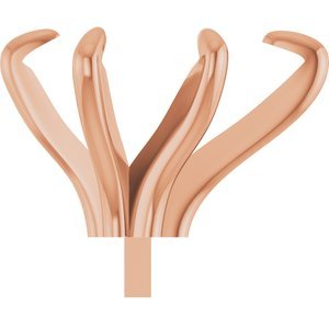 14K Roségoud 12x8 mm Peer 6-Prong Pre-Notched Claw Zetkop met stift
