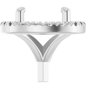 14K Witgoud 8 mm Rond 1/6 CTW Natuurlijke Diamant Semi-Gezet French-Set Zetkop met stift