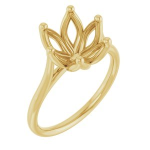 14K Geelgoud 9x9 mm Cushion Verlovings Ring Montuur