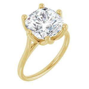 14K Geelgoud 10x10 mm Cushion Verlovings Ring Montuur - Afbeelding 5