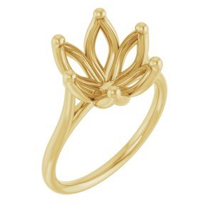 14K Geelgoud 10x10 mm Cushion Verlovings Ring Montuur