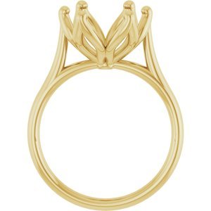 14K Geelgoud 10x10 mm Cushion Verlovings Ring Montuur - Afbeelding 2
