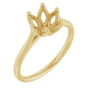 14K Geelgoud 7x7 mm Cushion Verlovings Ring Montuur
