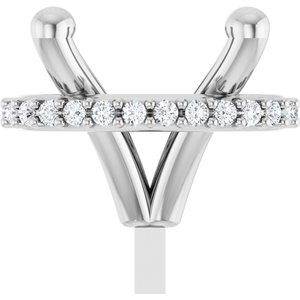 14K Witgoud 9x7 mm Ovaal 4-Prong .06 CTW Natuurlijke Diamant Semi-Gezet Zetkop met stift