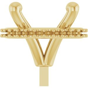 14K Geelgoud 9x7 mm Ovaal 4-Prong Hidden Halo-stijl Zetkop met stift