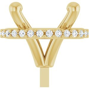 14K Geelgoud 9x7 mm Ovaal 4-Prong .06 CTW Natuurlijke Diamant Semi-Gezet Zetkop met stift