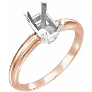 14K Rosé & Witgoud 6x4 mm Emerald Solitair Verlovings Ring Montuur