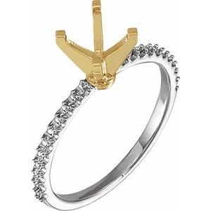 14K Wit/Geelgoud 6.5 mm Rond Verlovings Ring Montuur
