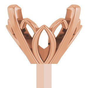 14K Roségoud 7 mm Cushion 4-Prong Lage Zetkop met stift