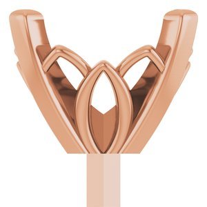 14K Roségoud 7 mm Princess 4-Prog Lage Zetkop met stift