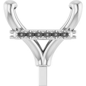 14K Witgoud 7 mm Princess 4-Prong Hidden Halo-stijl Zetkop met stift
