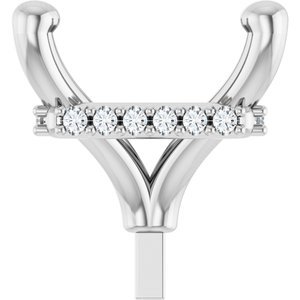 14K Witgoud 7 mm Princess .05 CTW Natuurlijke Diamant Semi-Gezet Zetkop met stift