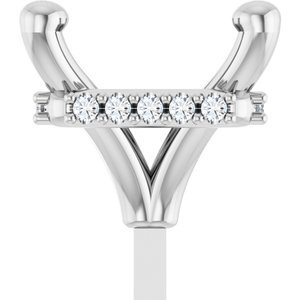 14K Witgoud 6 mm Princess .04 CTW Natuurlijke Diamant Semi-Gezet Zetkop met stift