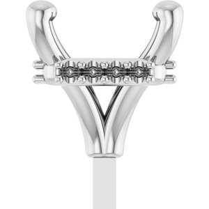 14K Witgoud 5 mm Princess 4-Prong Hidden Halo-stijl Zetkop met stift - Afbeelding 3
