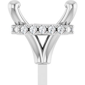 14K Witgoud 5.5 mm Princess .04 CTW Natuurlijke Diamant Semi-Gezet Zetkop met stift