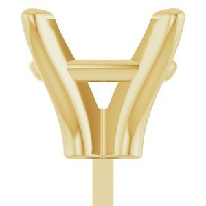 14K Geelgoud 9x7 mm Elongated Cushion 4-Prong Zetkop met stift