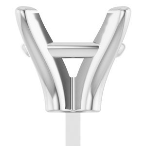 14K Witgoud 9x7 mm Elongated Cushion 4-Prong Zetkop met stift
