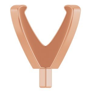14K Roségoud 7 mm Rond 4-Prong Lage Zetkop met stift - Afbeelding 3