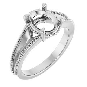 18K Witgoud 9x7 mm Ovaal Solitair Verlovings Ring Montuur