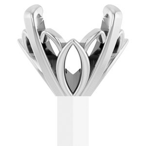 14K Witgoud 5 mm Rond 4-Prong Lage Zetkop met stift