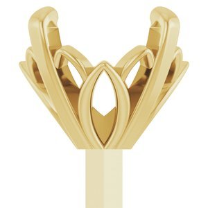 14K Geelgoud 6.5 mm Rond 4-Prong Lage Zetkop met stift