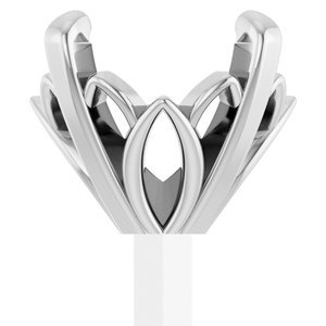 14K Witgoud 6.5 mm Rond 4-Prong Lage Zetkop met stift