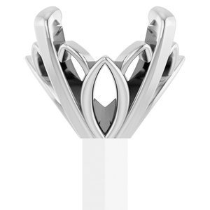 14K Witgoud 5 mm Rond 4-Prong Lage Zetkop met stift - Afbeelding 3