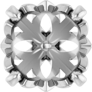 14K Witgoud 5 mm Rond 4-Prong Lage Zetkop met stift - Afbeelding 2