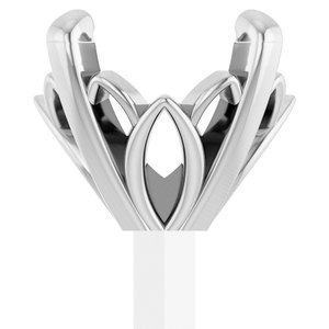 14K Witgoud 6 mm Rond 4-Prong Lage Zetkop met stift