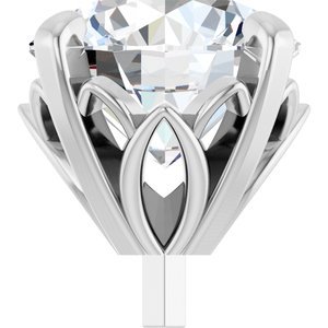 14K Witgoud 9 mm Rond 4-Prong Lage Zetkop met stift - Afbeelding 5