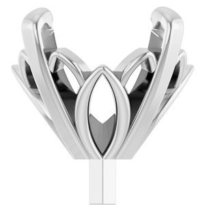 14K Witgoud 9 mm Rond 4-Prong Lage Zetkop met stift - Afbeelding 3