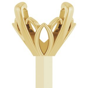 14K Geelgoud 4.5 mm Rond 4-Prong Lage Zetkop met stift