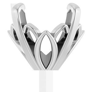 14K Witgoud 8 mm Rond 4-Prong Lage Zetkop met stift