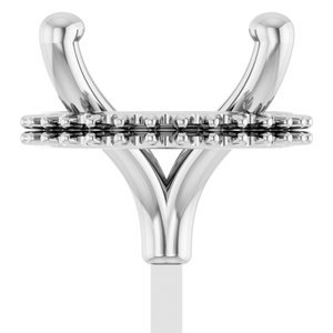 14K Witgoud 8.5 mm Rond 4-Prong Hidden Halo-stijl Zetkop met stift - Afbeelding 3
