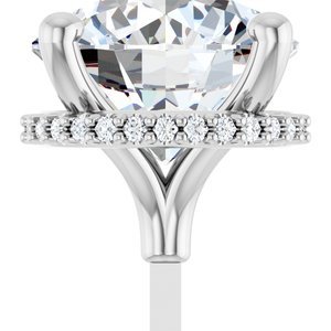14K Witgoud 8.5 mm Rond 4-Prong Hidden Halo-stijl Zetkop met stift - Afbeelding 5